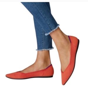 Rothy's The Flat Orange Knit Pointy Toe Ballet Flats 8.5